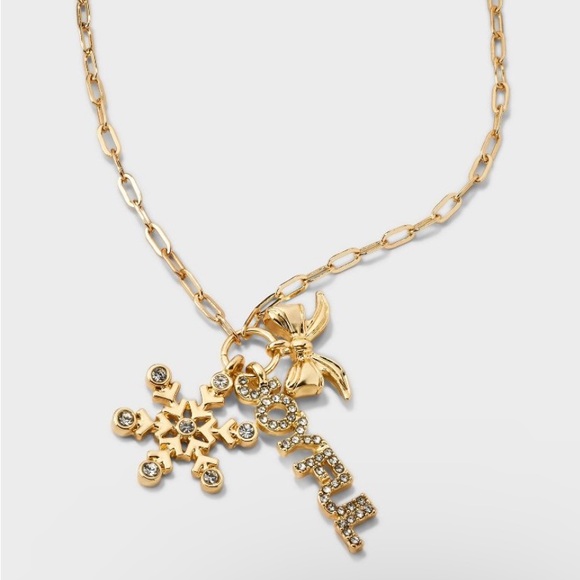 SUGARFIX by BaubleBar Joy to the World Joyful Merry Christmas Holiday Necklace - Picture 7 of 14